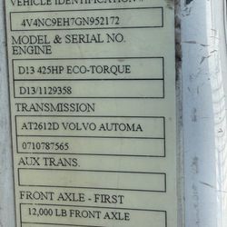 2016 Automatic Transmission Volvo day cabMiles are 590k and you already have pictures of the mileage.

Price is $2500 on this transmission.
