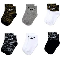 NIKE Boys Socks Toddler Ankle Lightweight Everyday 6 Pair Size 12-24 Months 