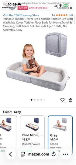 Portable Foldable Toddler Travel Bed – Gray