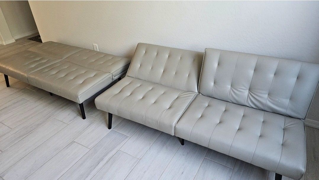 Grey Leather Futons
