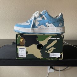 Bapesta Patent Leather Blue-White Size 8 