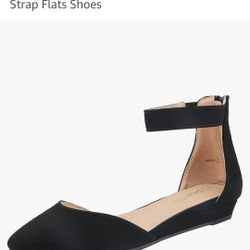 DREAM PAIRS Women's Low Wedge Ankle Strap Flats Shoes