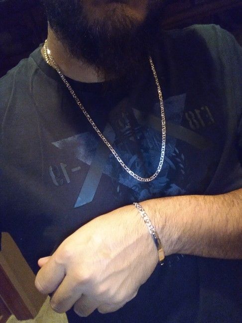 14k White Gold Chain And Bracelet 35 Grams Total