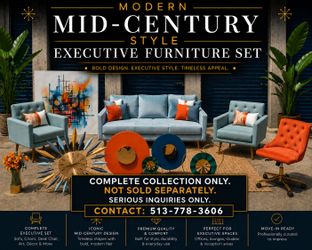 Modern Mid-Century Style Executive Furniture Set
