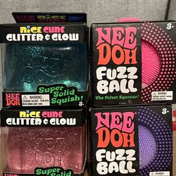 NeeDoh Bundle – Fuzz Balls + Glitter & Glow Nice Cubes (RARE COLORS!)