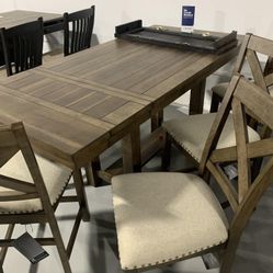 Moriville Grayish Brown Dining Table and 4 Chairs