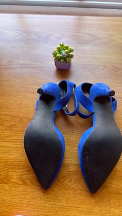 Tacones dama azul gamuza talla 8