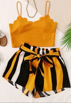 Conjunto Short Y Camisa  Amarillo Size M