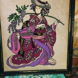 Framed Oriental Needle Point 