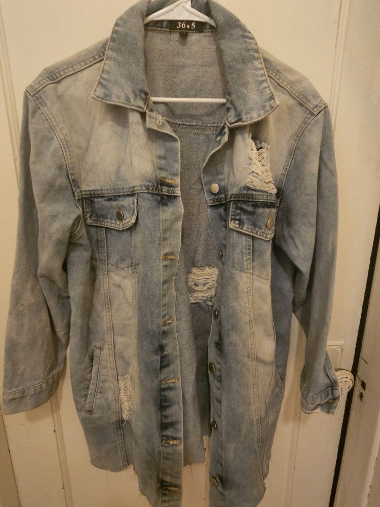 36.5 Distressed Denim Jacket - Size S