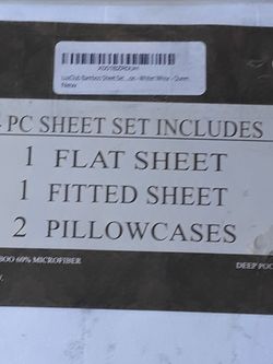LuxClub Bamboo 4pc Sheet Set Queen size White in color