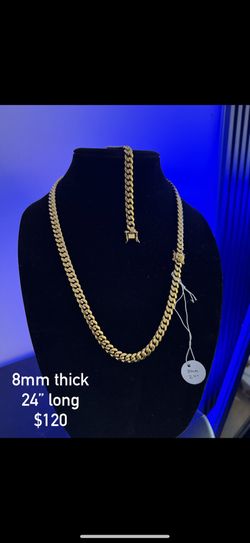 8mm Thick, 24” Long • MIAMI CUBAN LINK SET • LIFETIME WARRANTY 