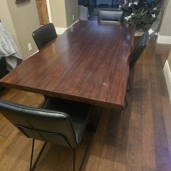 Custom Wood Dining Table With 4 Chairs