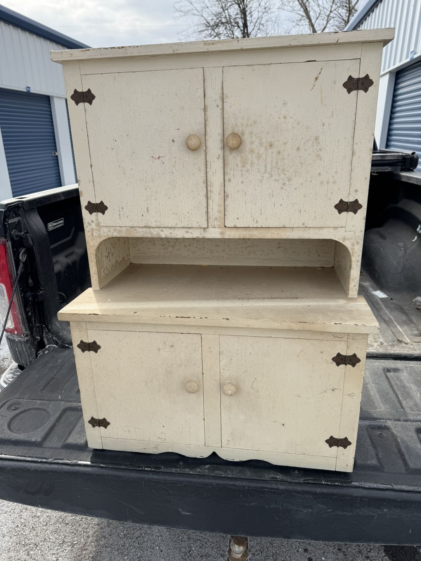 Antique Vintage Child's Size STEP BACK Hutch Cupboard Painted . Needs Painted or Refinished 