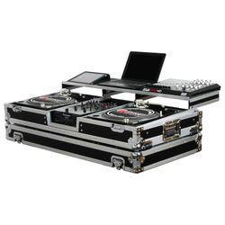 Odyssey FZGSPBM10W Universal 10″ Format DJ Mixer and Two Battle Position Turntables Flight Coffin Case with Full Glide Platform