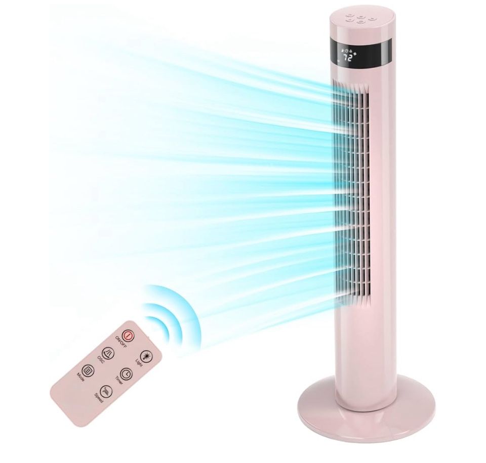 Antarctic Star Tower Fan Portable Floor Fans 85°Oscillating Fan 36" Quiet Cooling Pink