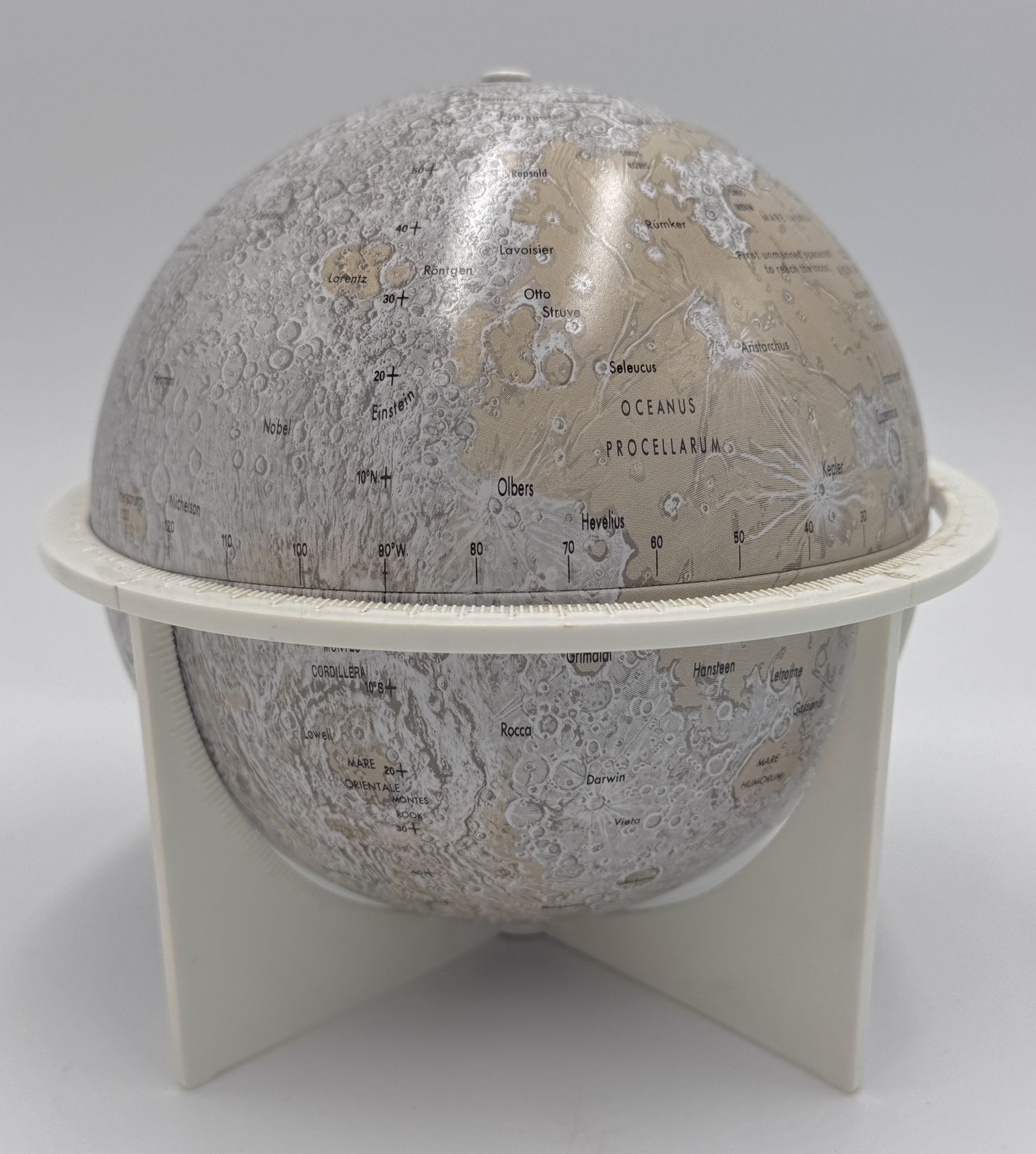 Vintage Replogle Metal Lunar Moon Globe with Landing Sites 6" with Stand
