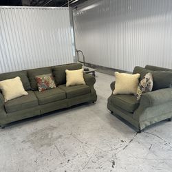 Nice, Comfy Olive Green Sofa Set 