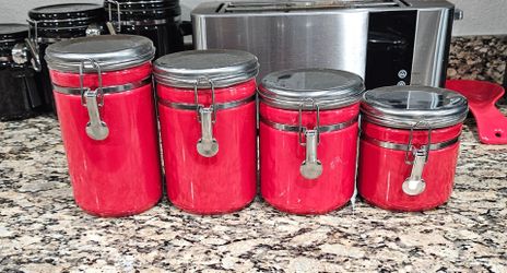 Ceramic Canister Set, Set of 4, Anchor Hocking