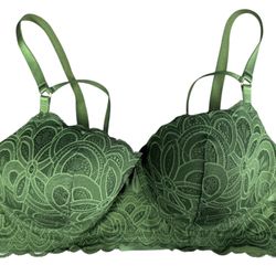 Aerie Bra 36D Green Lace Padded Underwire Adjustable Clasp Back