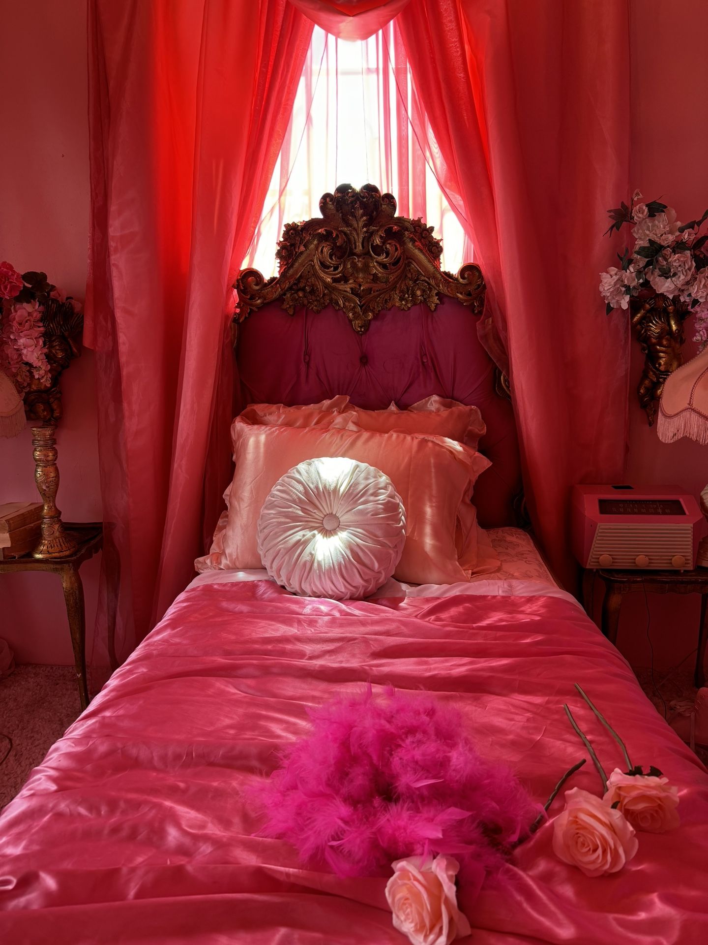 Pink Victorian bed