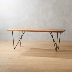 CB2, SOLID, ACACIA, WOOD DINING TABLE AND BENCH CB2, SOLID, ACACIA, WOOD DINING TABLE AND BENCH
