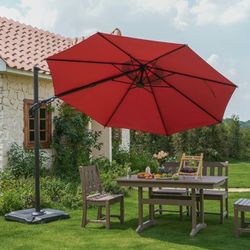 10 feet Cantilever Umbrella with Tilt, 360 Rotation and Sideways Tilt