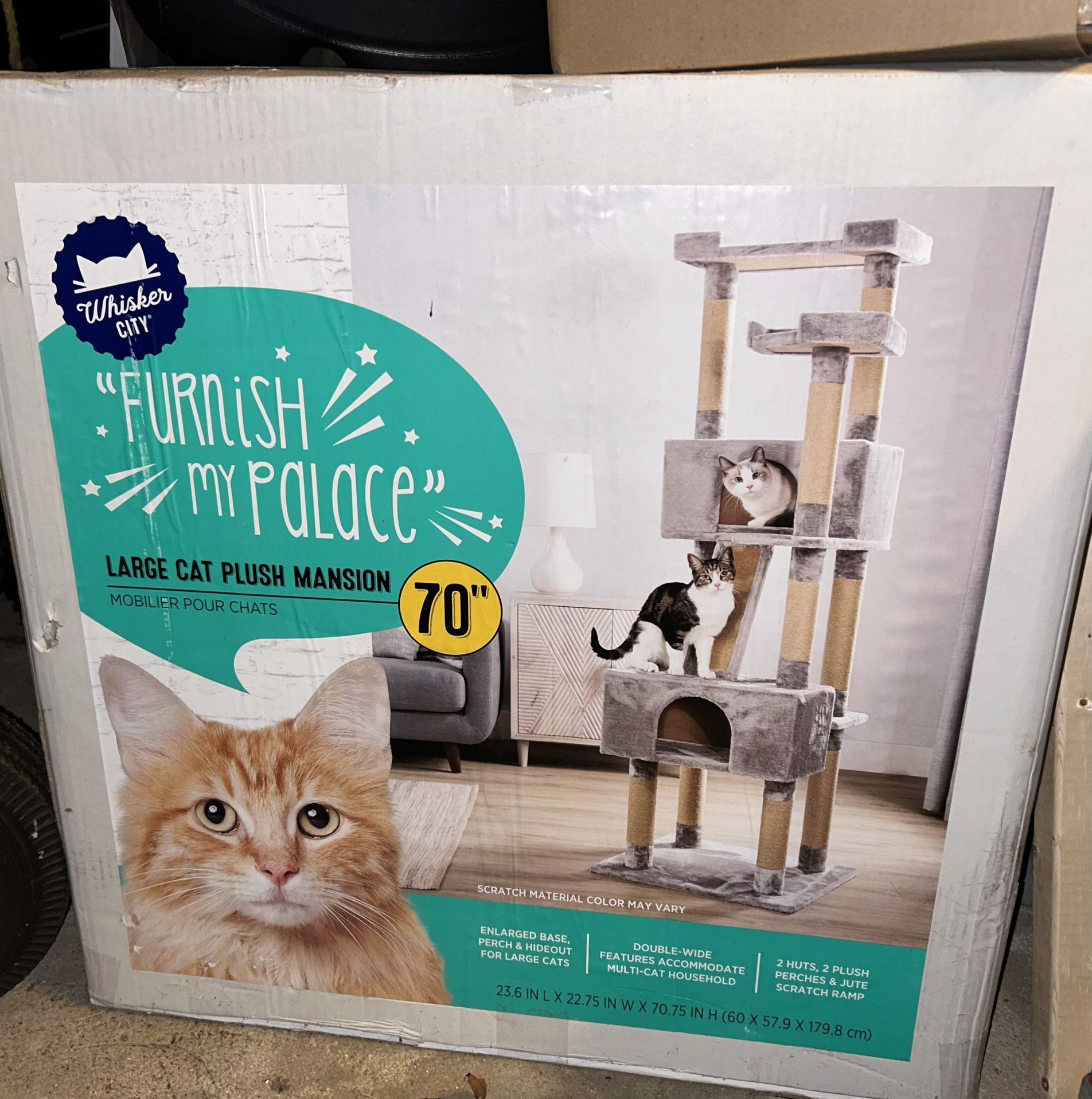 Whisker City 70-in Plush Mansion Cat Tree-NEW in Box 