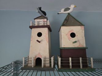 Coastal Wooden Birdhouses (Set of 2)
