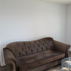 Sofa with two armchairs in dark brown