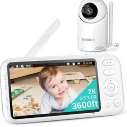 2K Video Baby Monitor with Camera and Audio, Long Range Baby Monitor No WiFi 5.5" FHD Screen ANC Baby Camera Wireless, Feeding Clock, Night Vision, 2-