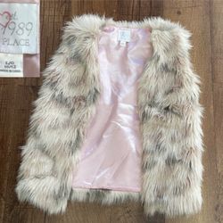 Faux Fur Lined Vest Girl Youth Sz Large 