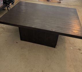 Dark Walnut Wood Modern Pedestal Coffee Table