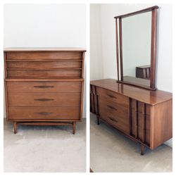 Vintage Kent Coffey 1960's Mid-Century Walnut Dressers