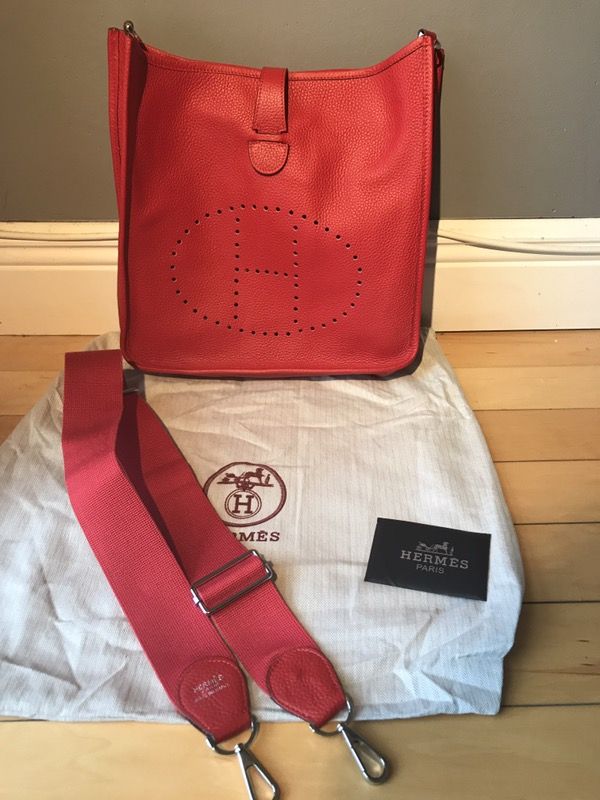 Hermes Evelyne GM Genuine Leather RED Handbag