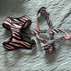 FRENCHIE DUO REVERSIBLE HARNESS AND LEASH - ZEBRA (SET)