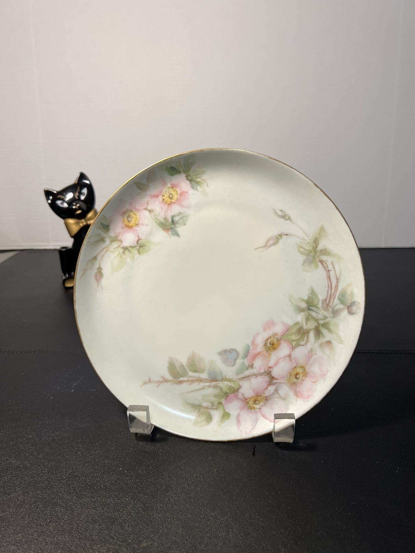 MZ Austria Antique 1884 To 1909 Hand Painted Pink Japanese Quince Salad Plate 8”
