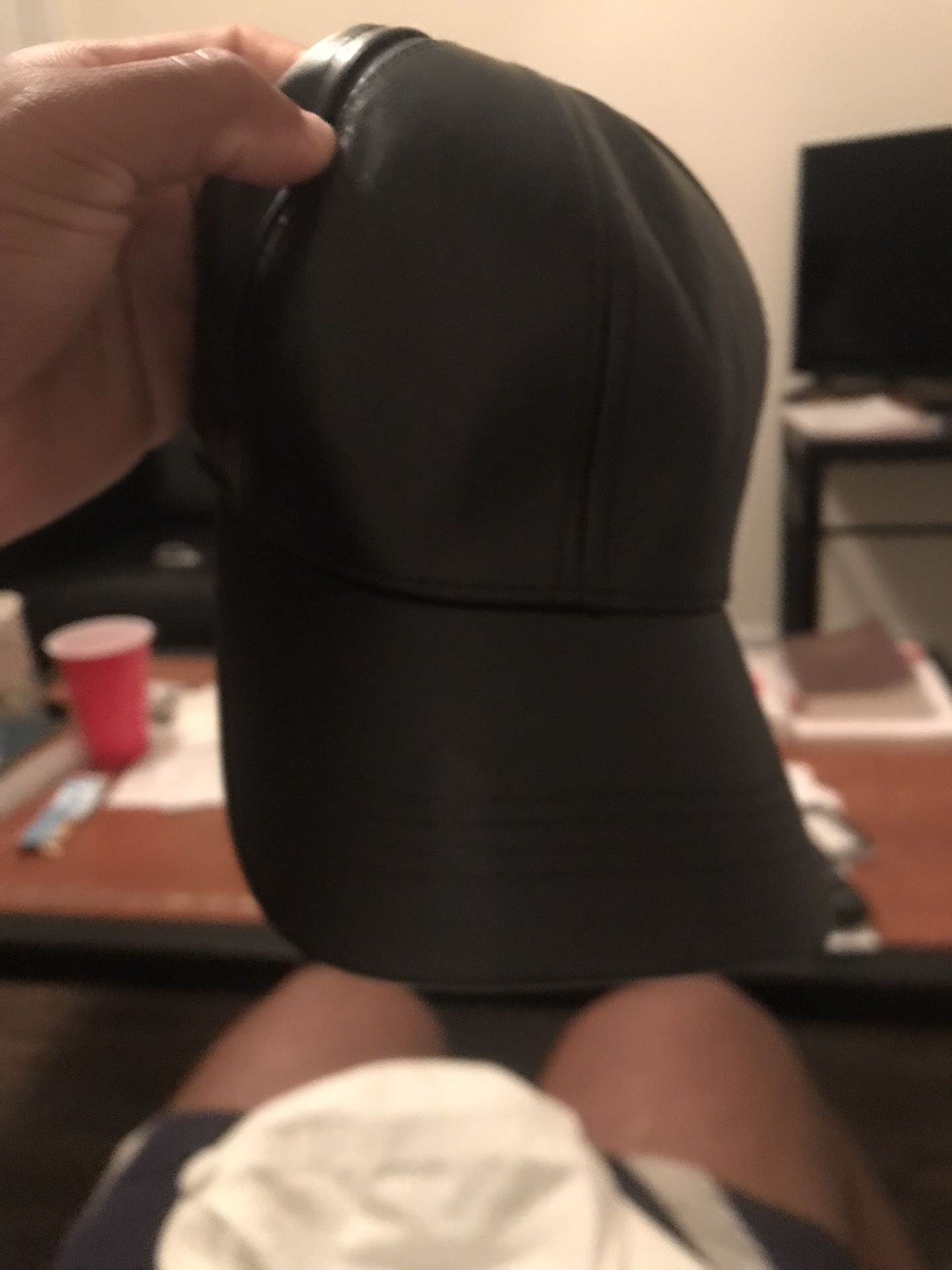 Leather Black Baseball Cap