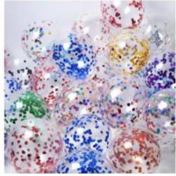 12" Confetti Balloons Latex 10/bag. Gold, Silver, Rose Gold