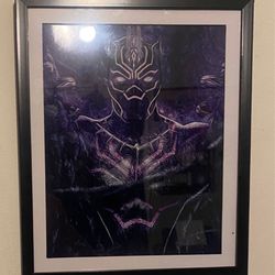 Black panther art piece on black frame