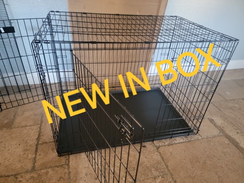Brand New In Box Xl'xxx Up To 90lbs Dog Crate2 Doors Foldable Puppy Kennel With Tray Jaula De Mascota Add A Bed For $25!