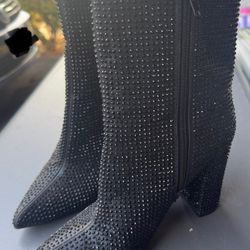 Mix no. 6, Black Rhinestone Ankle Boots