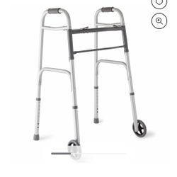 Guardian Two-Button Folding Walker with 5" Wheels, Aluminum Frame

