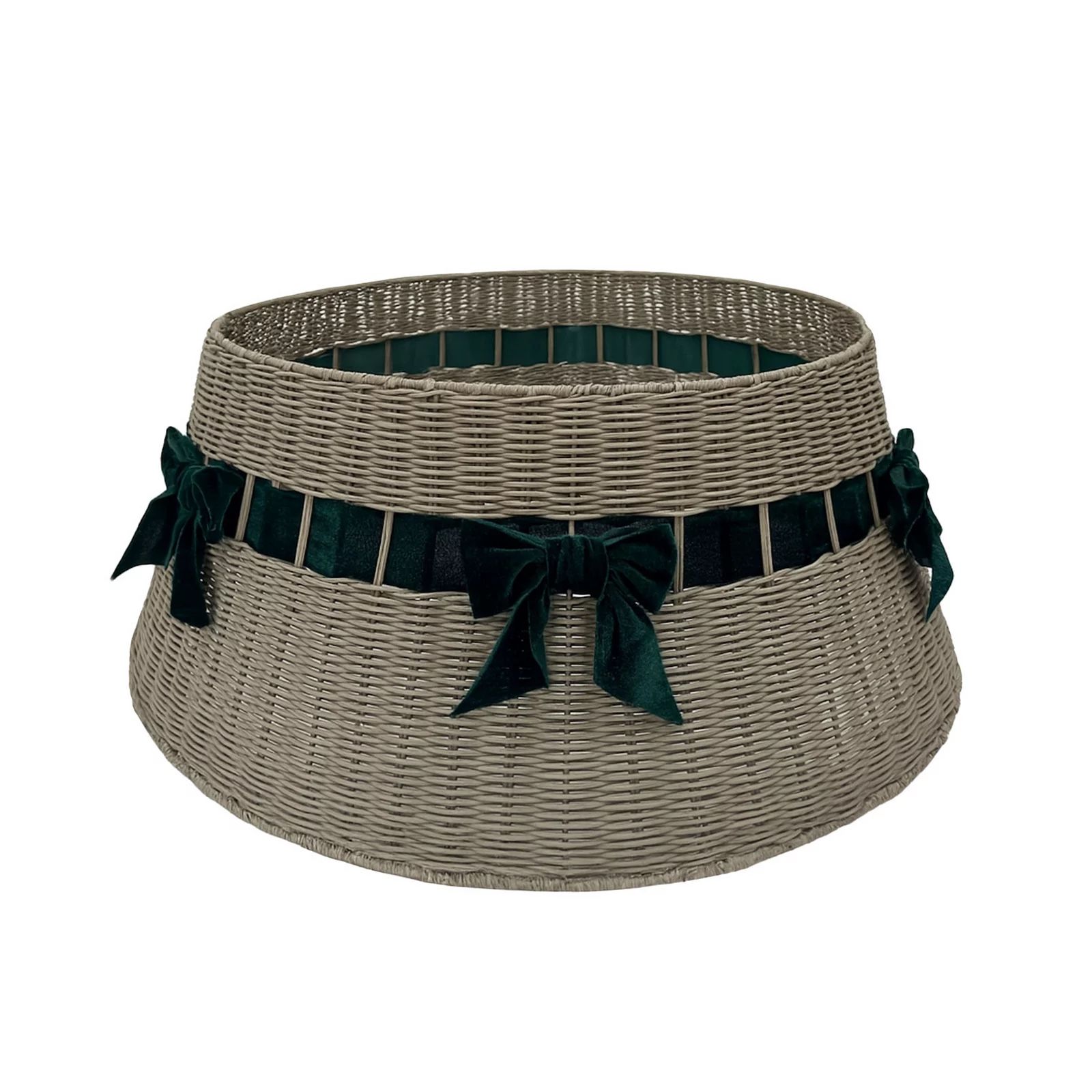Christmas Tree Collar (Rattan With Green Bow)