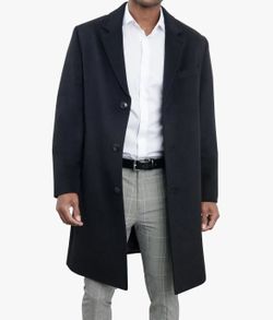 New Men’s Long Woolen Coat 38 XS Black London Fog Very Nice And Warm