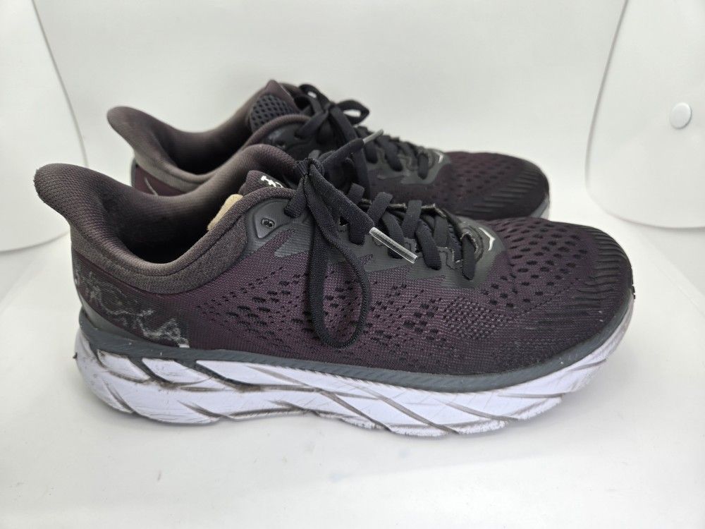 Hoka One One Clifton 7 Shoes Women's 7 Black Running Athletic Support Sneakers