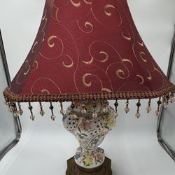 This is a mid-20th century Capodimonte  porcelain lamp. With Shade. 