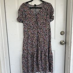 Wild Fable Button Down Dress Floral Causal Midi Dress size L