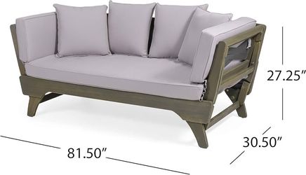 Convertible Patio DayBed - Grey - Acacia Wood
