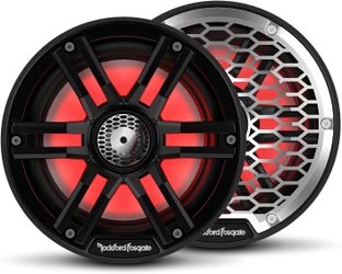  Rockford Fosgate M2-65B Color Optix 6.5” 2-Way Coaxial Multicolor LED Lighted Marine Speakers - Black/Stainless (Pair)